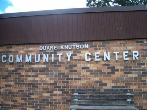 Duane Knutson Community Center sign