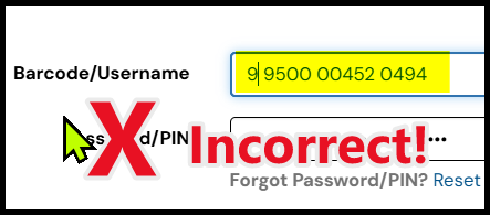 Incorrect Barcode Example